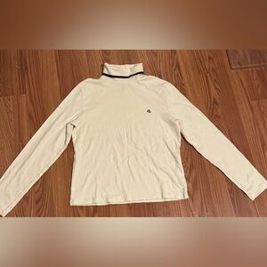 Lauren‎ Ralph Lauren Cream Turtleneck Long Sleeve Shirt Black Trim Size L